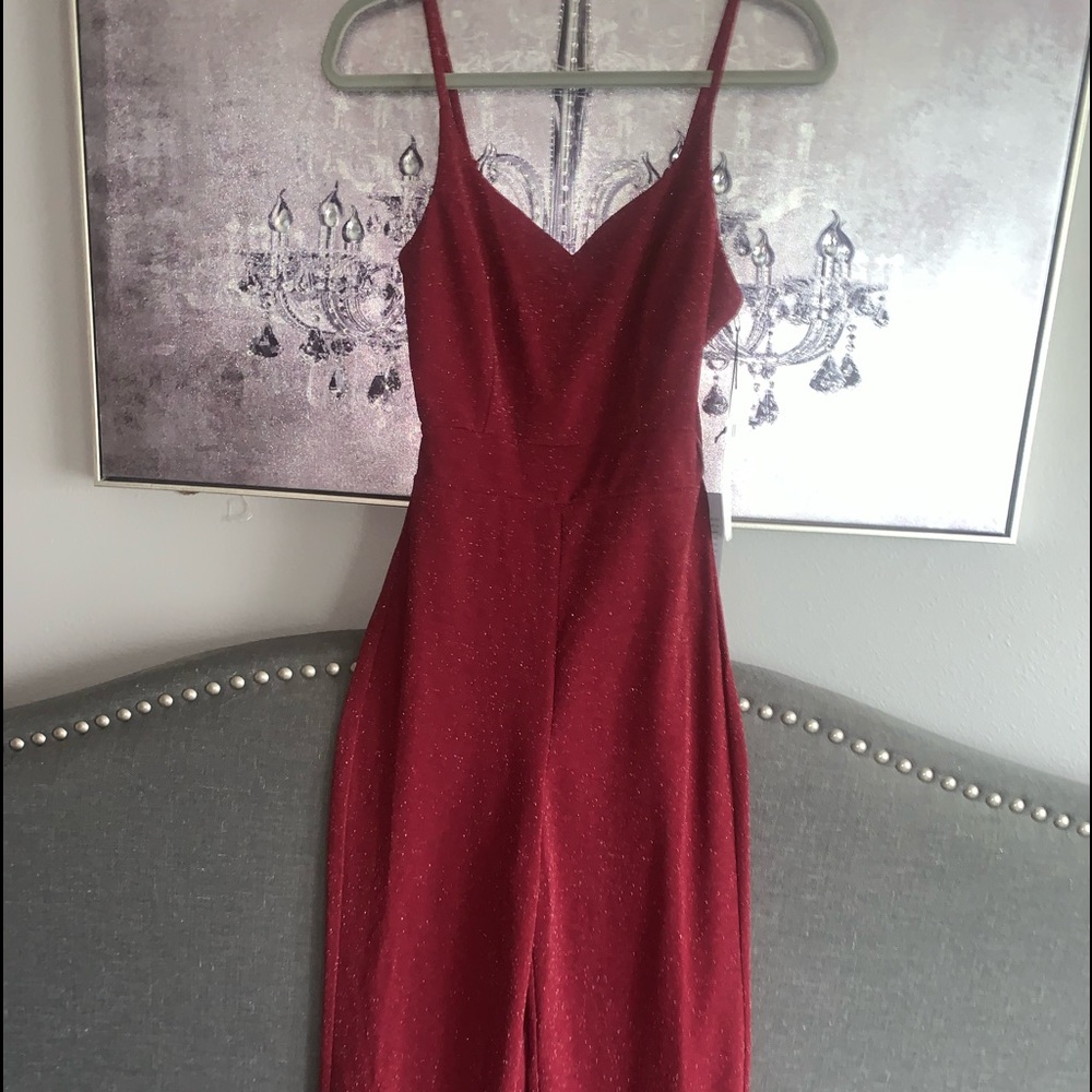 Max & ash jumpsuit metallic maroon fancy romper holiday